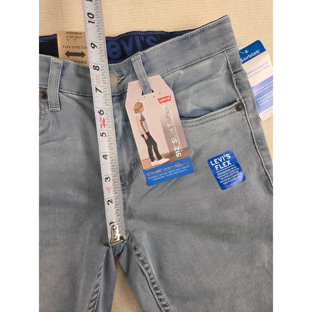 Levi's 512 Slim Taper Jeans Boys Size‎ 12 Regular Light Wash Stretch NEW